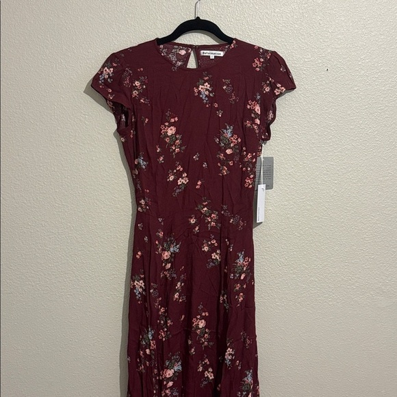 Reformation Gavin Dress Rosaline Burgundy Floral Midi Dress - Picture 3 of 8